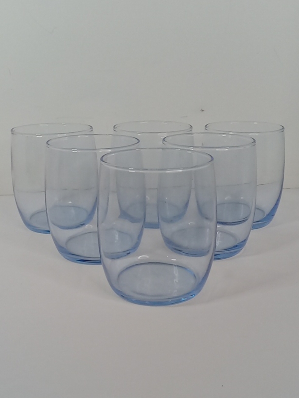Vintage Libbey Set of 6 Misty Blue Curved Water Drinking Glasses